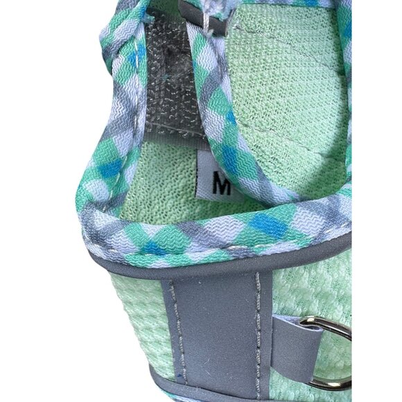 Mint Green Mesh Dog Harness With Adjustable Straps & Checkered Trim Size M - Picture 2 of 3